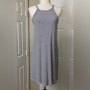 Madewell Womens Knit Dress Size MEDIUM Ivory Blue Striped Sleeveless